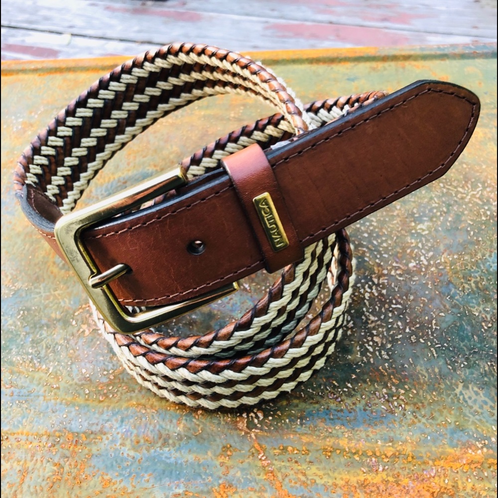 Nautica  woven brown leather belt